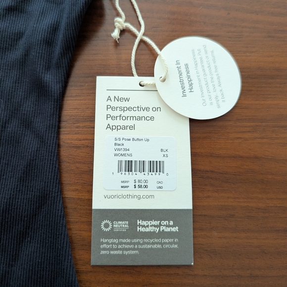 Vuori Short Sleeve Pose Button Up Woman's Top Size Xs New - Picture 6 of 8